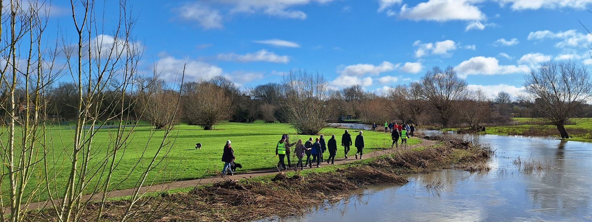 Health Walk in parkland near a river