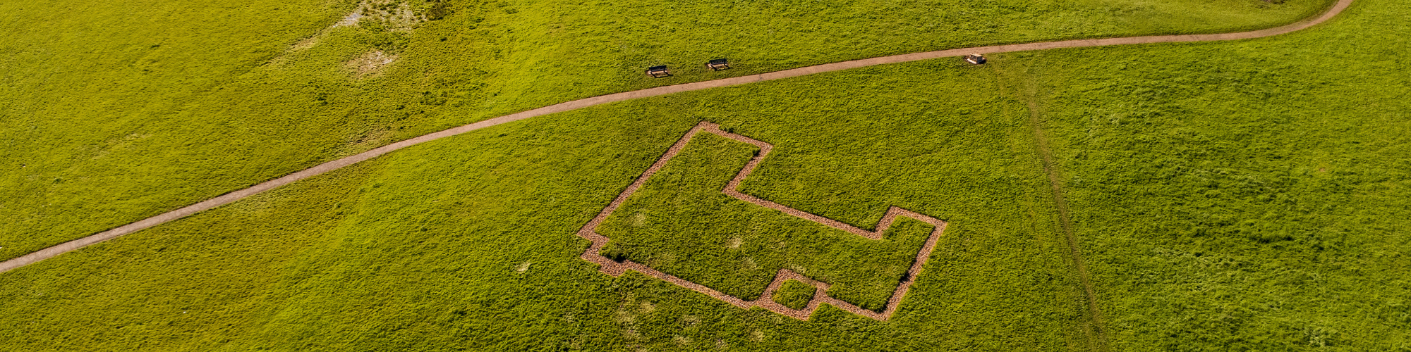 Shows outline of manor house and earthworks