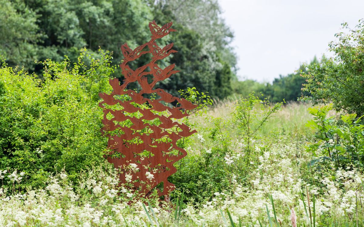R3evolution sculpture made out of Corten steel