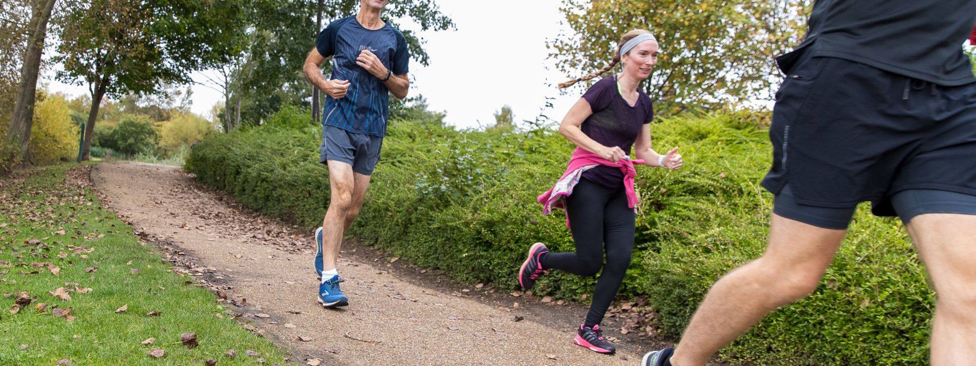 People running along pathway in Milton Keynes