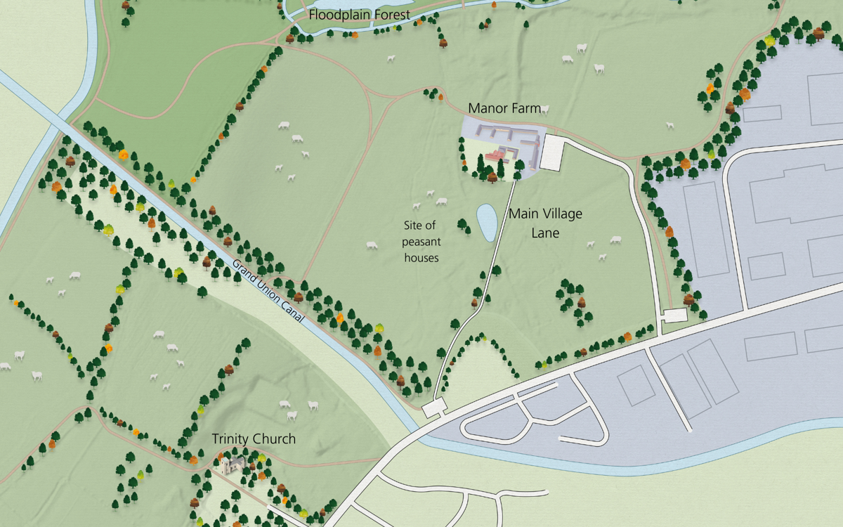 Map of Manor Farm and Wolverton showing earthworks
