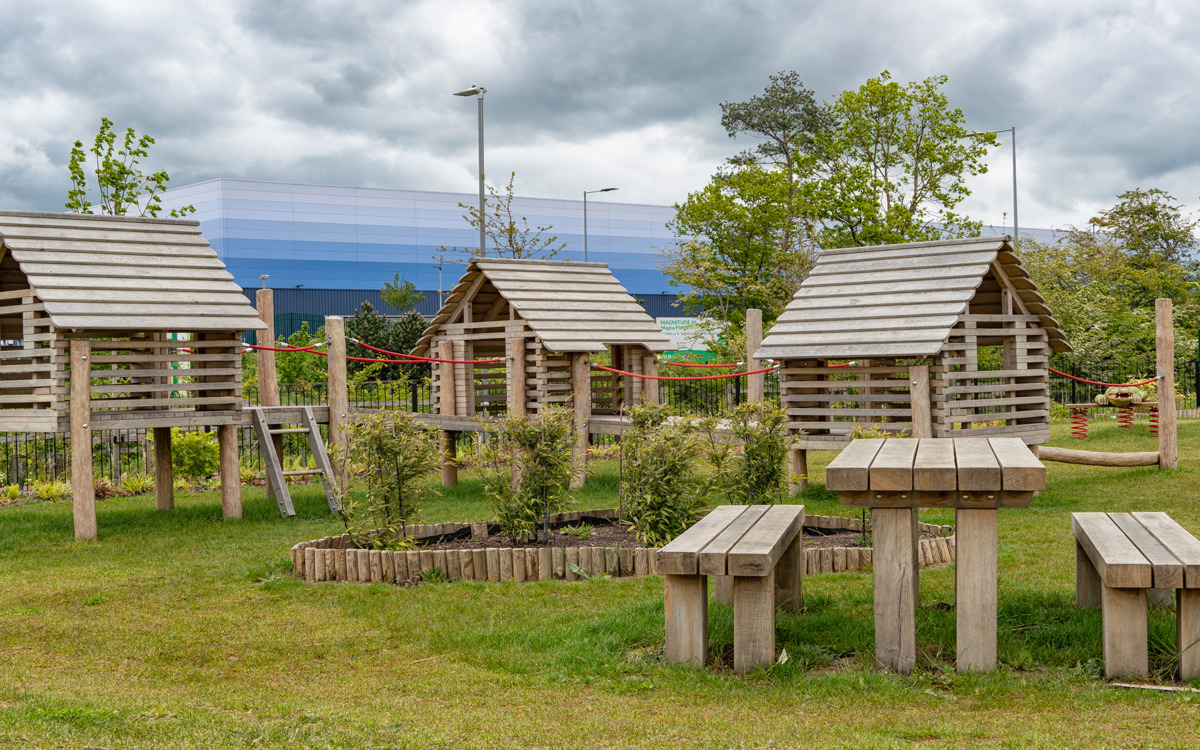 Timber playground at Glebe Farm, Milton Keynes.