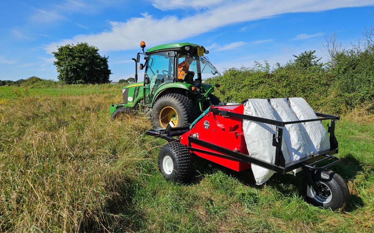 Tractor and seed harvester machinery in Milton Keynes park