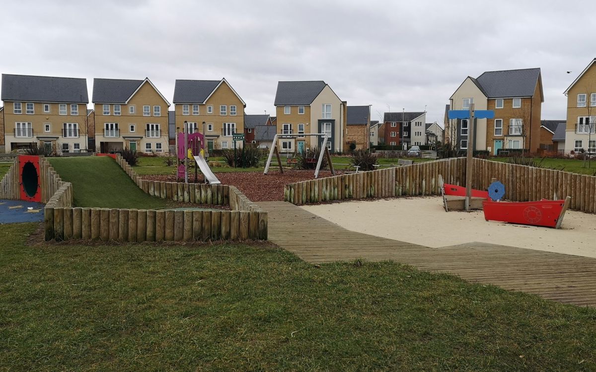 Play equipment in Vanguard Circle in Brooklands in Milton Keynes