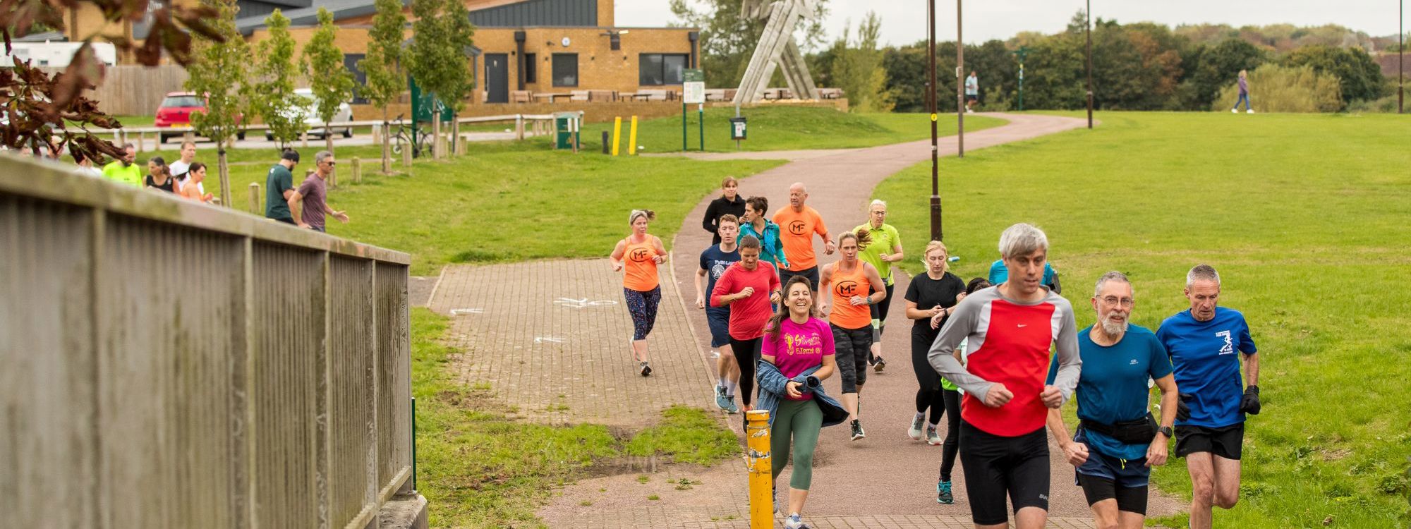 Group of runners at Furzton Lake in Milton Keynes