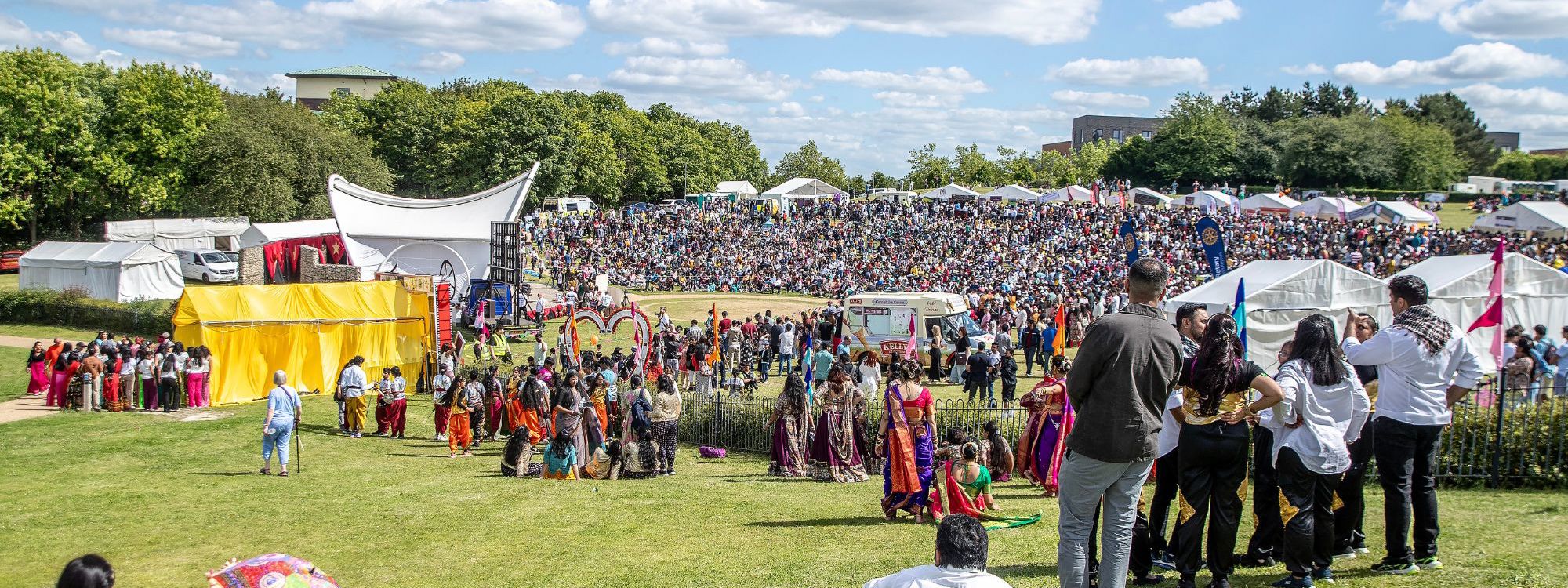 Crowd enjoying entertainment in Campbell Park