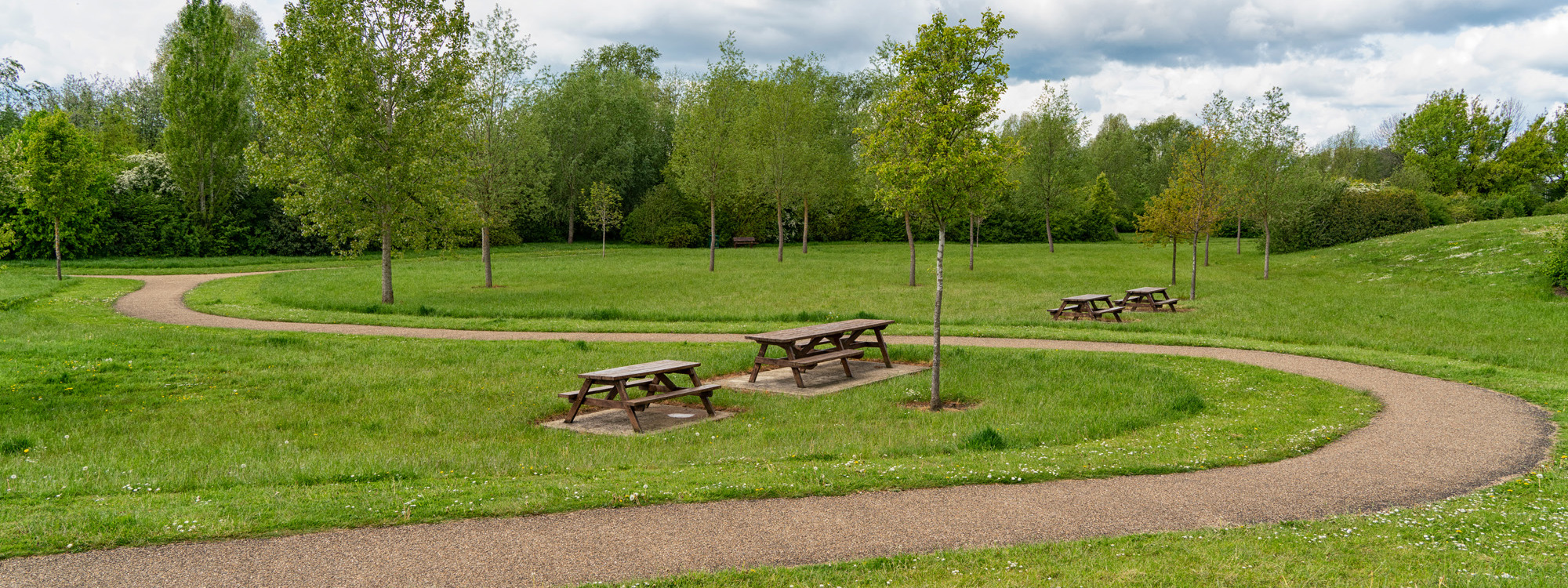 Broughton Brook footpaths and picnic tables.